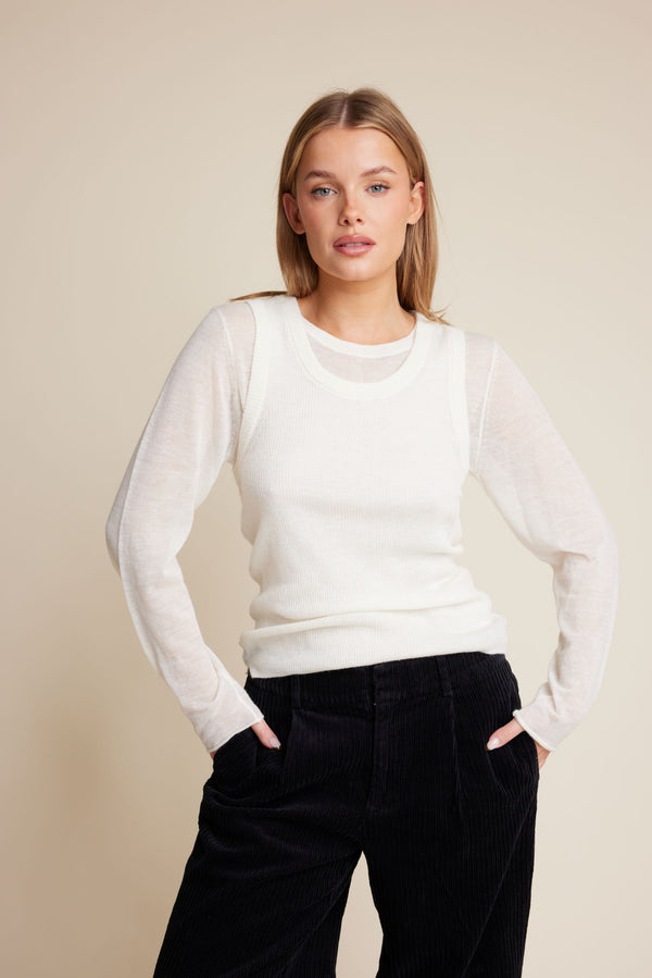 Line Of Oslo Lisa Wool Knitted Longsleeve Knitted sweater Creme 091
