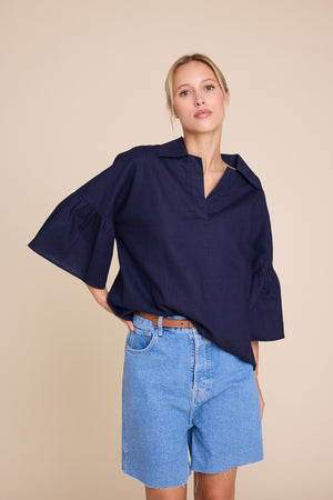 Line Of Oslo Lisa Linen Blouse Blouse Dark blue