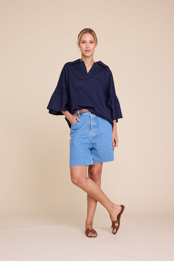 Line Of Oslo Lisa Linen Blouse Blouse Dark blue