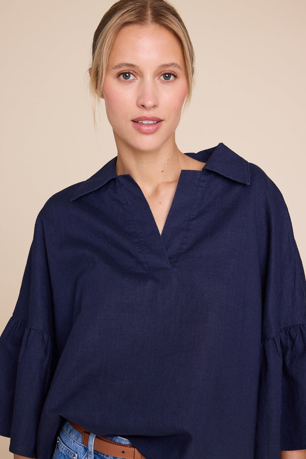 Line Of Oslo Lisa Linen Blouse Blouse Dark blue