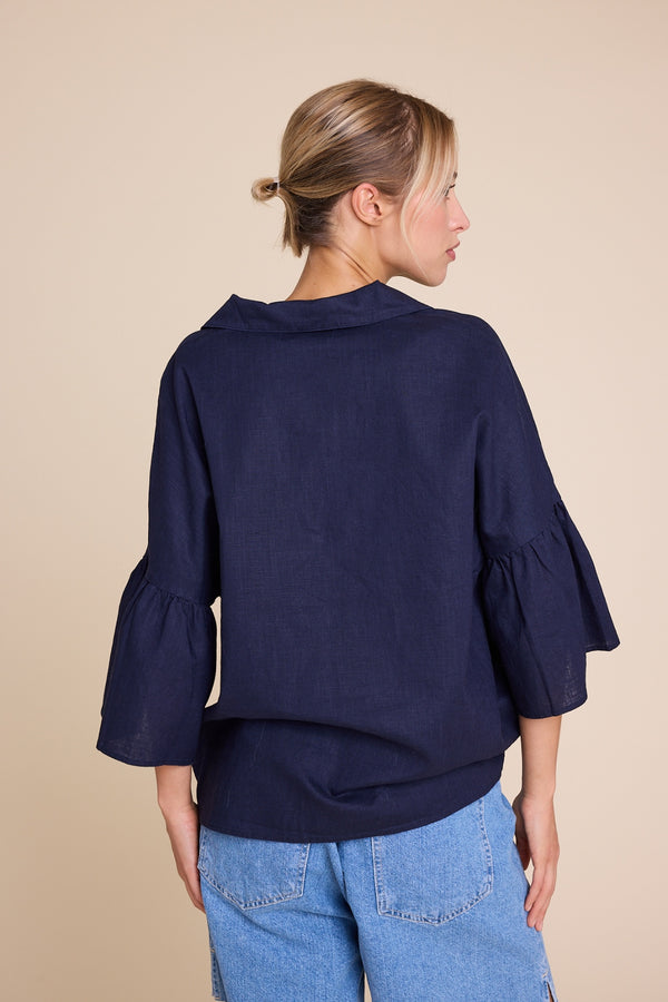 Line Of Oslo Lisa Linen Blouse Blouse Dark blue