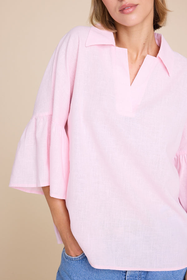 Line Of Oslo Lisa Linen Blouse Blouse Pink 002