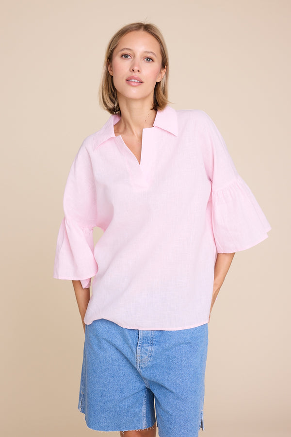Line Of Oslo Lisa Linen Blouse Blouse Pink 002