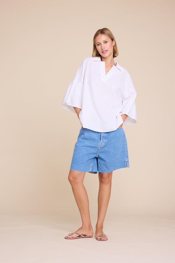 Line Of Oslo Lisa Linen Blouse Blouse White 001