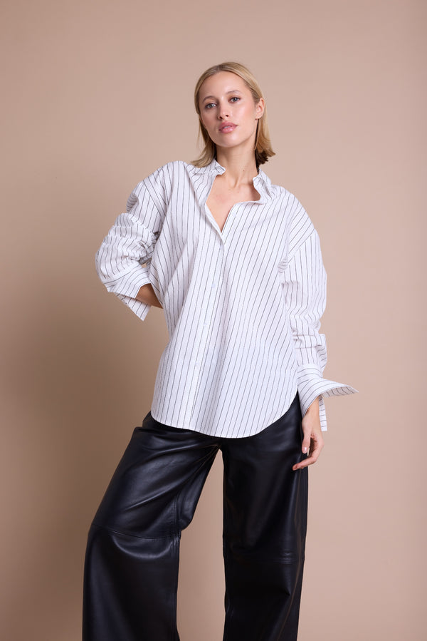 Line Of Oslo Man Skjorte Blouse White w/black