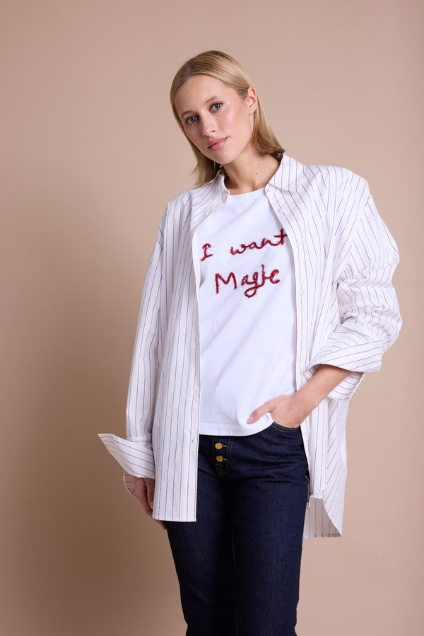Line Of Oslo Man Skjorte Blouse White w/red