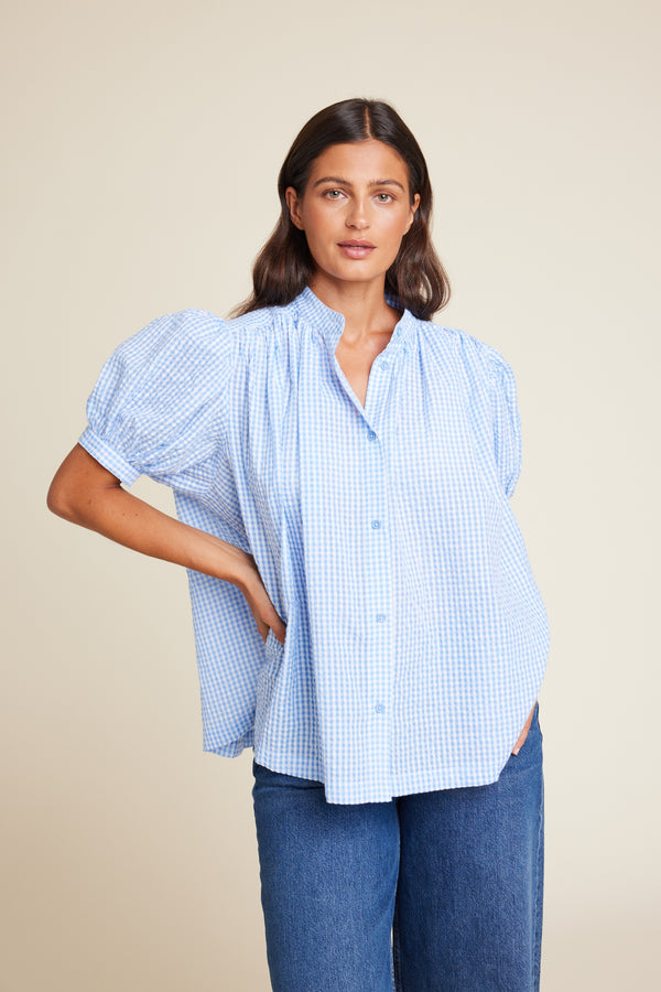Line Of Oslo Milly Check Top Top Light Blue 003