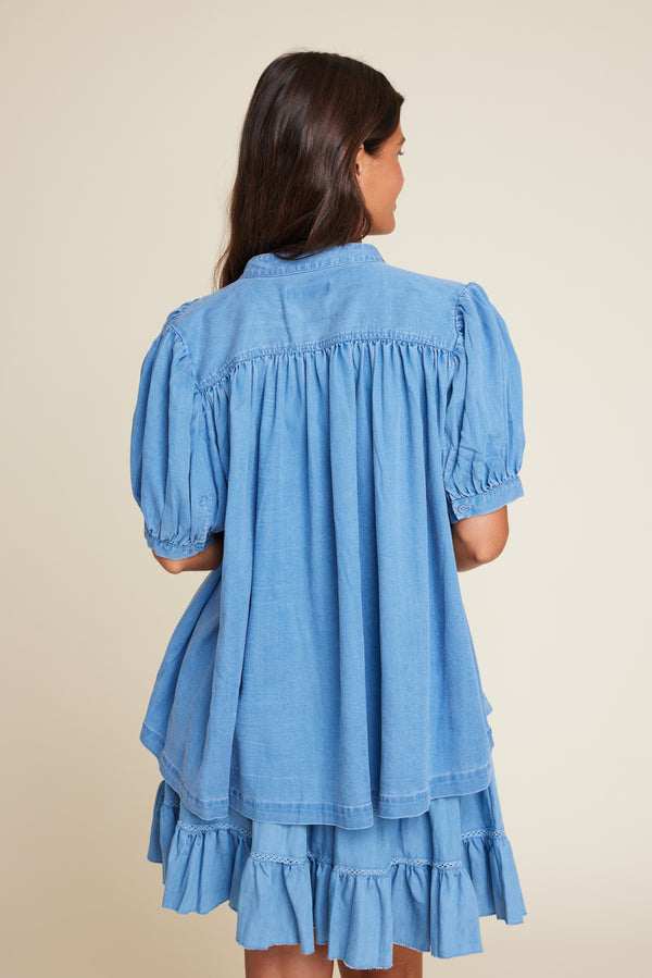 Line Of Oslo Milly Tencel Blouse Top Denim 099