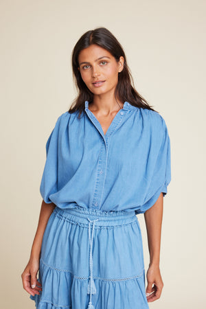 Line Of Oslo Milly Tencel Blouse Top Denim 099