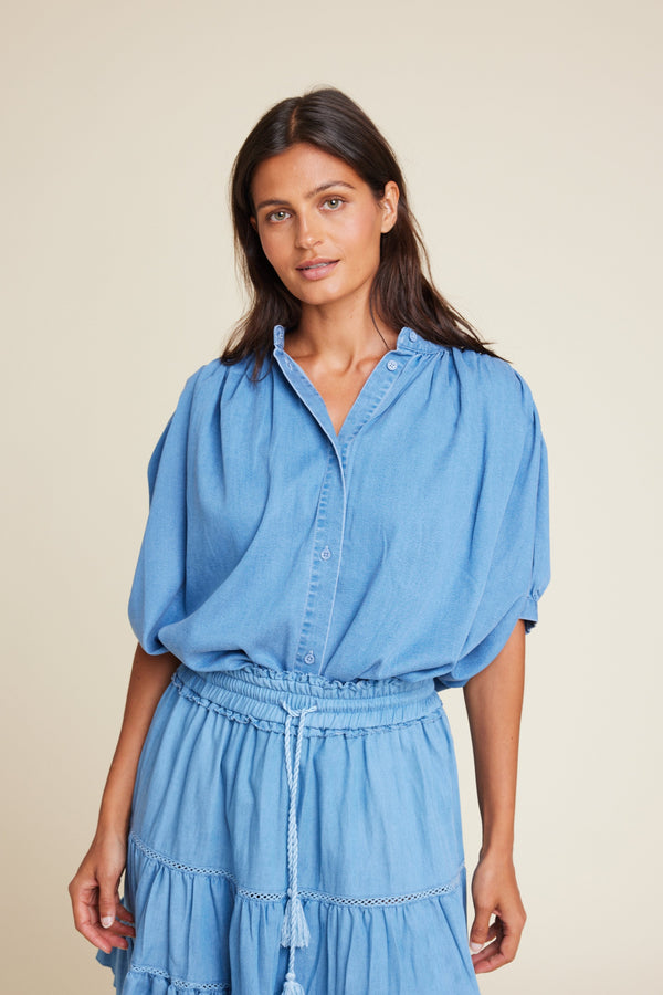 Line Of Oslo Milly Tencel Blouse Top Denim 099