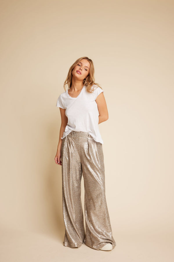Line Of Oslo Mister Sequins Trousers Trouser Gold 010