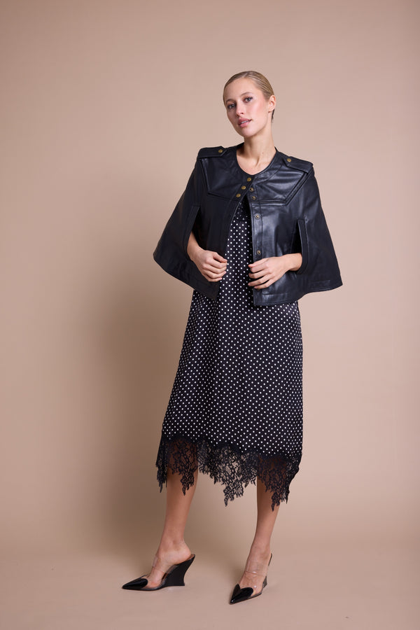 Line Of Oslo Moss Cape Jacket Black 097