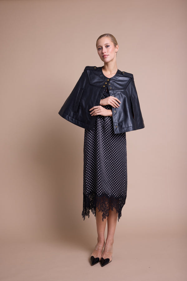 Line Of Oslo Moss Cape Jacket Black 097