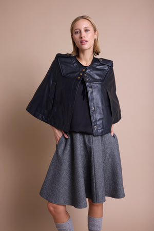 Line Of Oslo Moss Cape Jacket Black 097