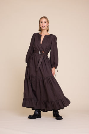 Line Of Oslo Muse Linen Dress Dress Dark brown 064