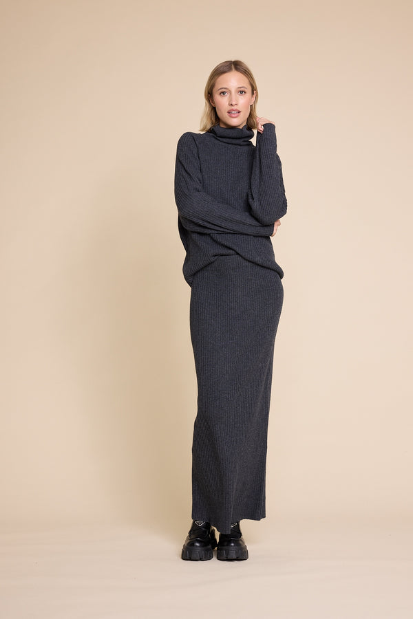 Line Of Oslo New Martine Ribbed Sweater Knitted sweater Antracite 004