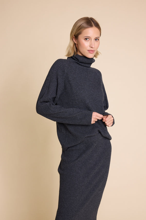 Line Of Oslo New Martine Ribbed Sweater Knitted sweater Antracite 004