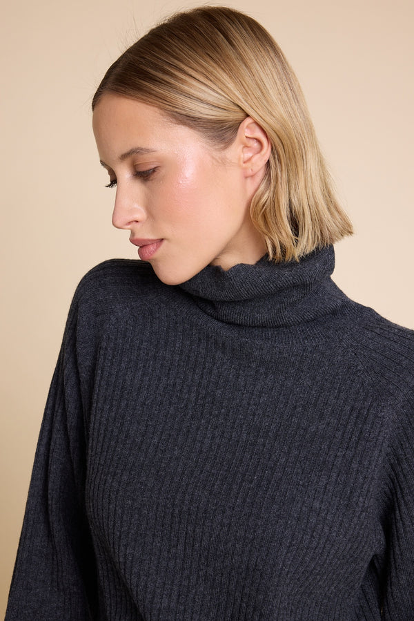 Line Of Oslo New Martine Ribbed Sweater Knitted sweater Antracite 004