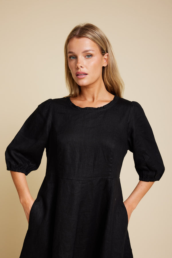 Line Of Oslo New Saint Linen Dress Dress Black 097