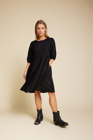 Line Of Oslo New Saint Linen Dress Dress Black 097