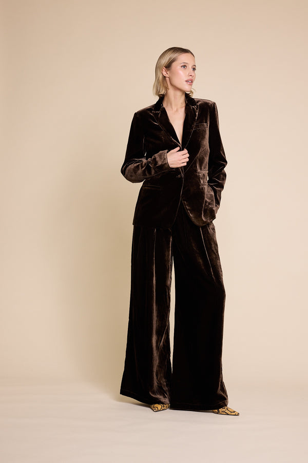 Line Of Oslo Nico Velvet Blazer Blazer Brown 063