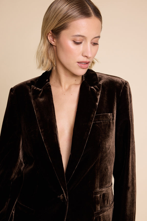 Line Of Oslo Nico Velvet Blazer Blazer Brown 063