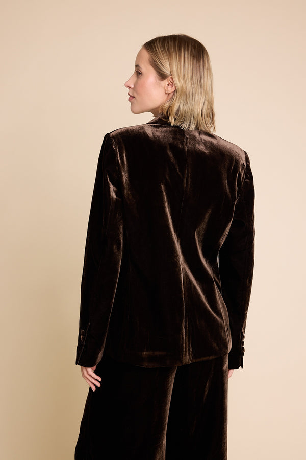 Line Of Oslo Nico Velvet Blazer Blazer Brown 063