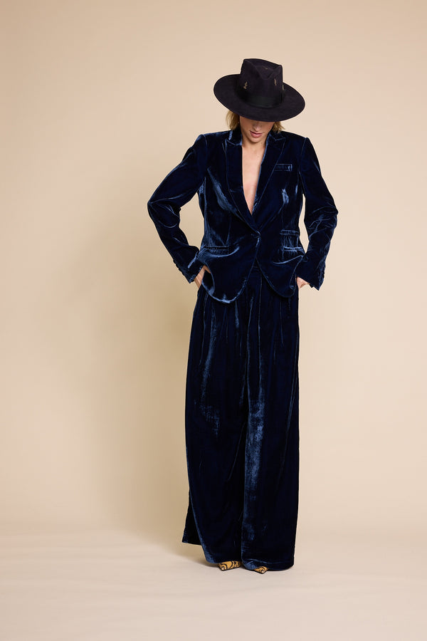 Line Of Oslo Nico Velvet Blazer Blazer Blue 066
