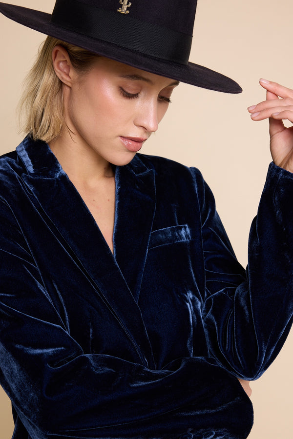 Line Of Oslo Nico Velvet Blazer Blazer Blue 066