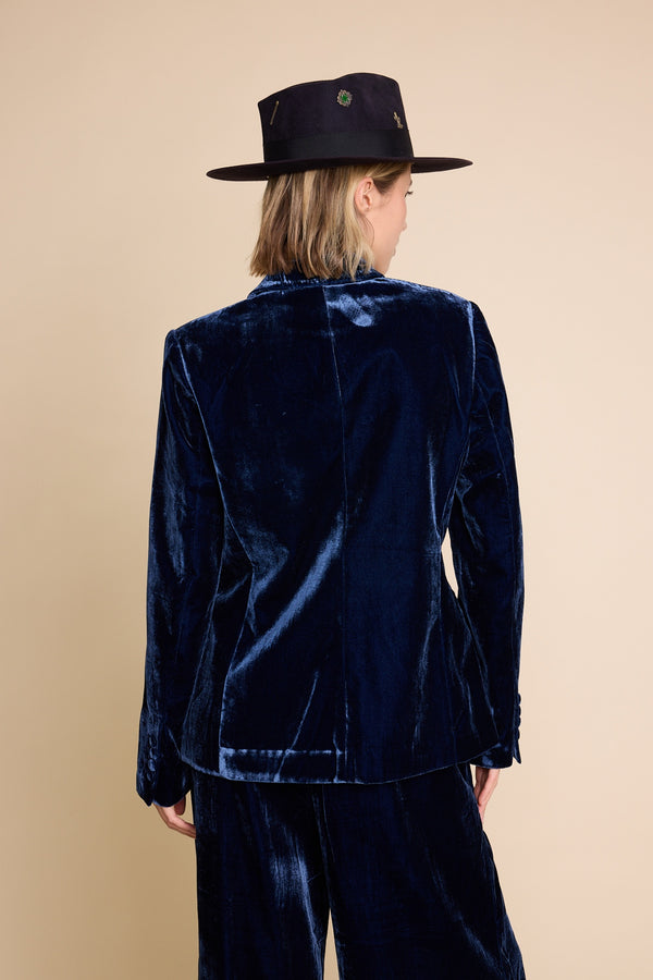 Line Of Oslo Nico Velvet Blazer Blazer Blue 066