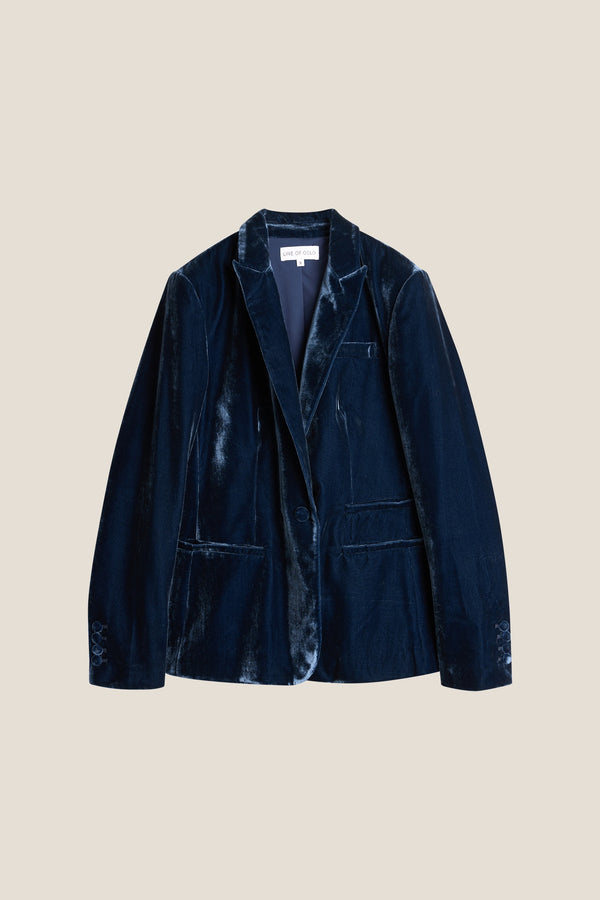 Line Of Oslo Nico Velvet Blazer Blazer Blue 066