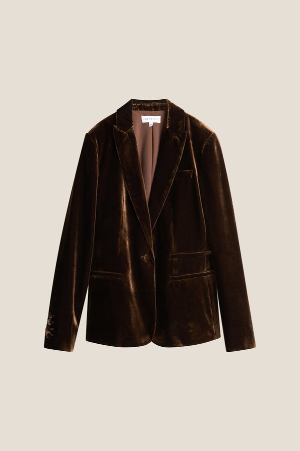 Line Of Oslo Nico Velvet Blazer Blazer Brown 063