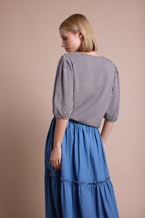 Line Of Oslo Petit Ckeck Bluse Blouse Camel 061