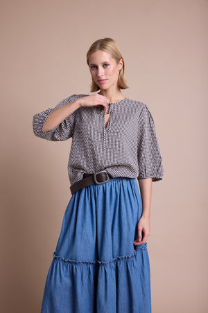 Line Of Oslo Petit Ckeck Bluse Blouse Camel 061