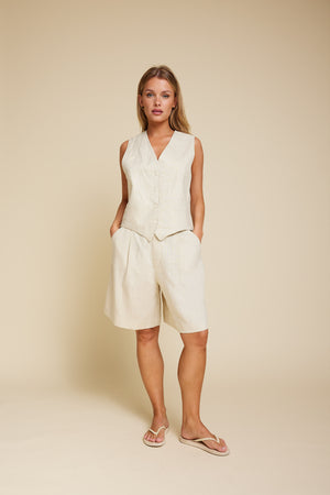 Line Of Oslo Pluto Linen Shorts Short Latte