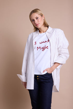 Line Of Oslo Preppy Magic T-skjorte T-shirt White w/red