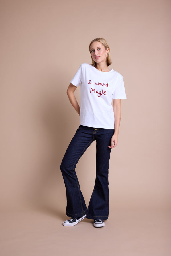 Line Of Oslo Preppy Magic T-skjorte T-shirt White w/red