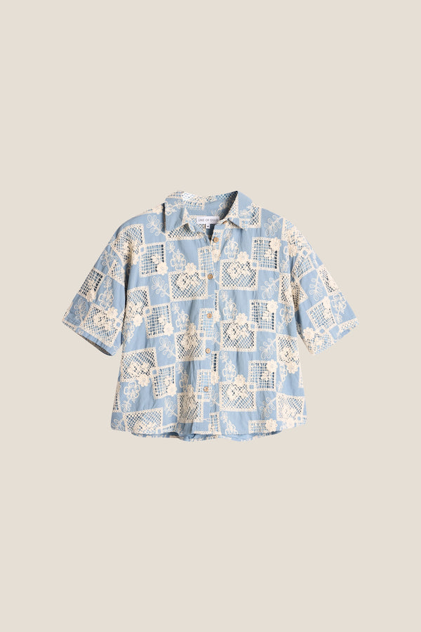 Line Of Oslo Resort Lace Top Top Light Blue 003