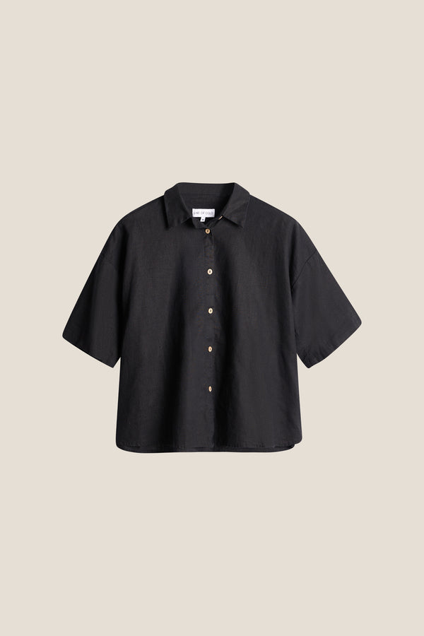 Line Of Oslo Resort Linen Top Top Black 097