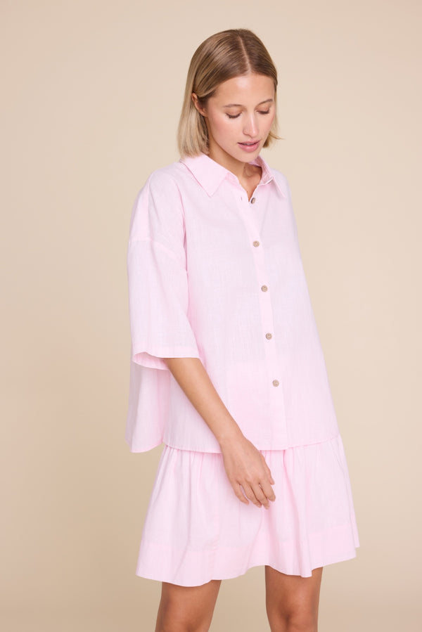 Line Of Oslo Resort Linen Top Top Pink 002