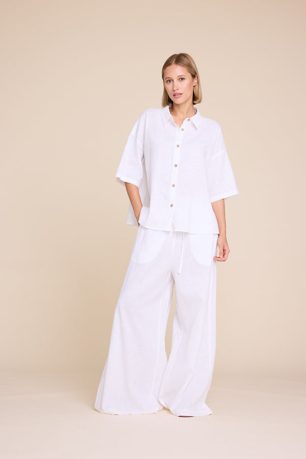 Line Of Oslo Resort Linen Top Top White 001