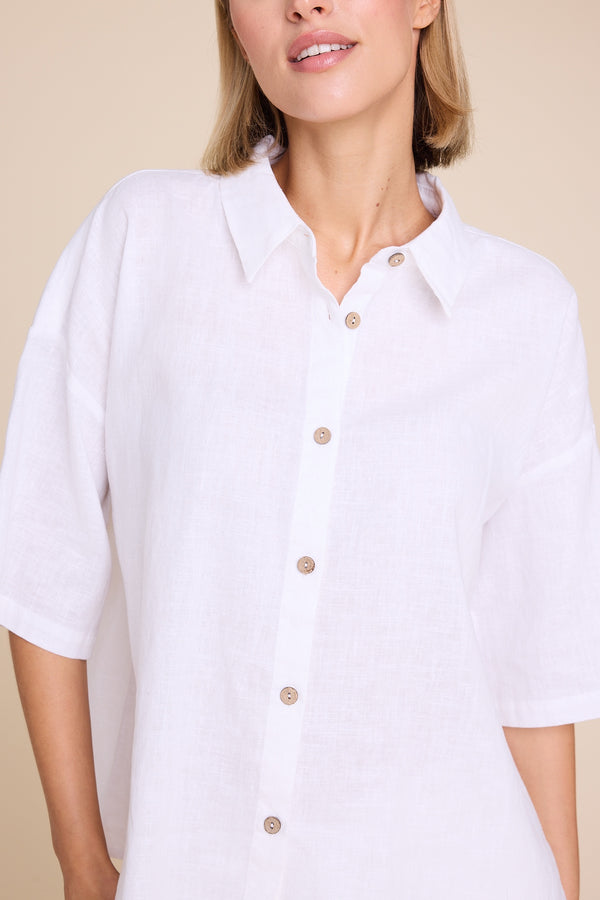 Line Of Oslo Resort Linen Top Top White 001