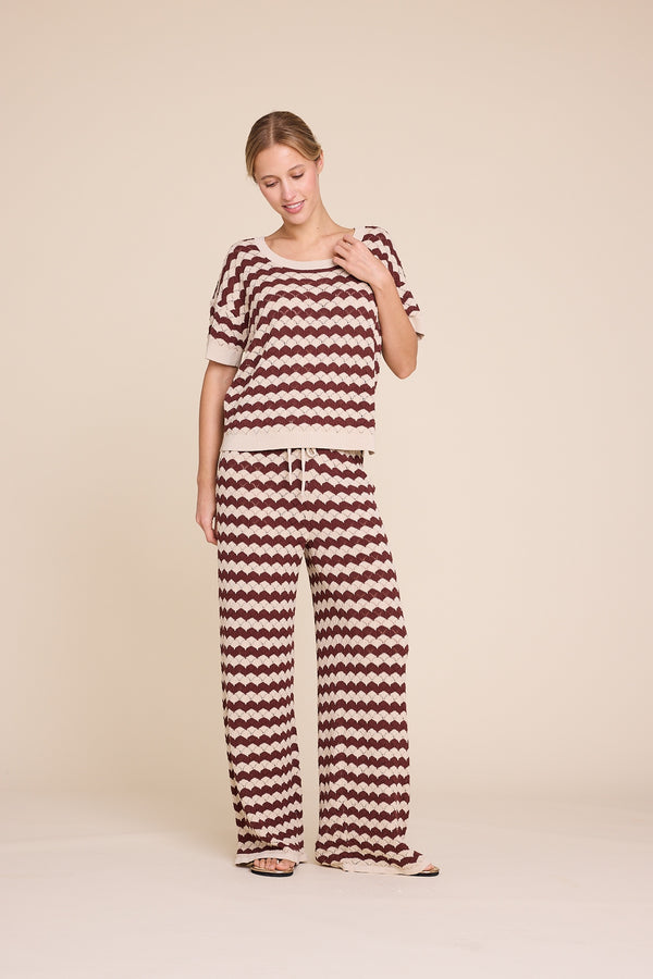 Line Of Oslo Romeo Stripe Top Top Beige/Brown 171