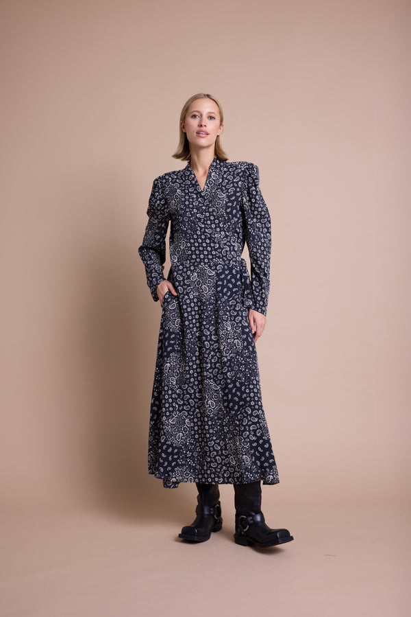 Line Of Oslo Scarlett Paisley Kjole Dress As is 136