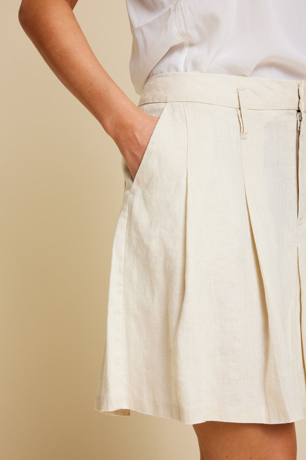 Line Of Oslo School Linen Skirt Skirt Latte