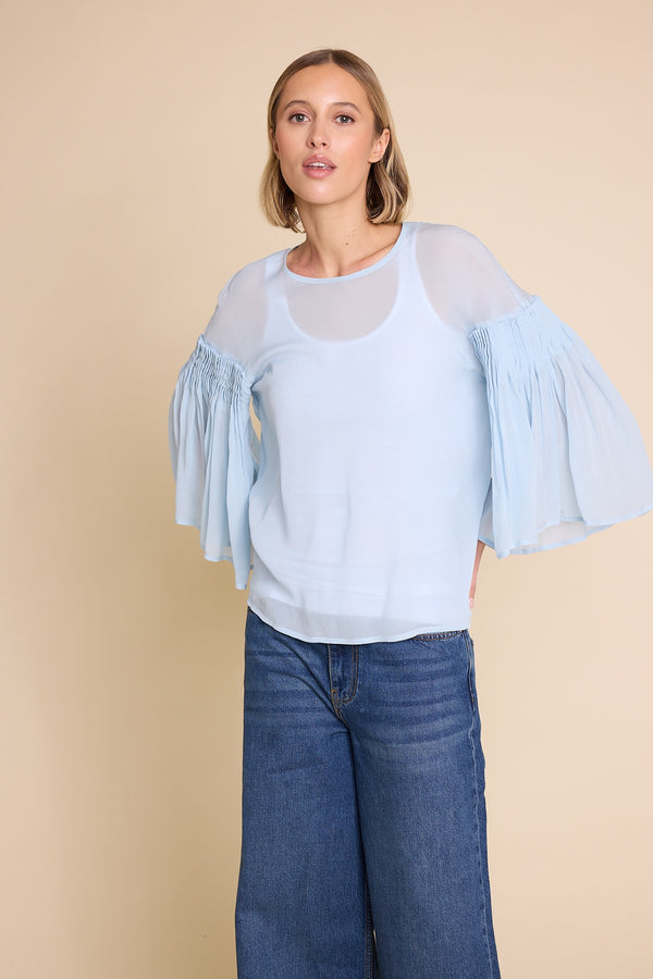 Line Of Oslo Sienna Solid Top Blouse Light Blue 003