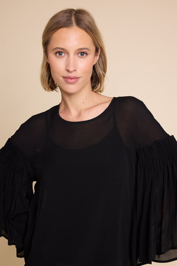 Line Of Oslo Sienna Solid Top Blouse Black 097