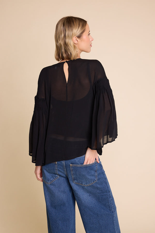 Line Of Oslo Sienna Solid Top Blouse Black 097