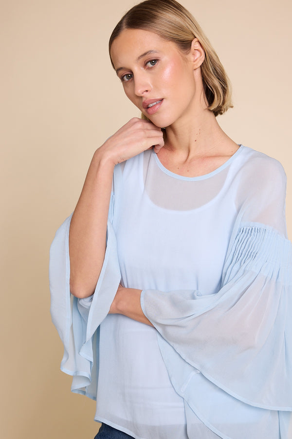 Line Of Oslo Sienna Solid Top Blouse Light Blue 003