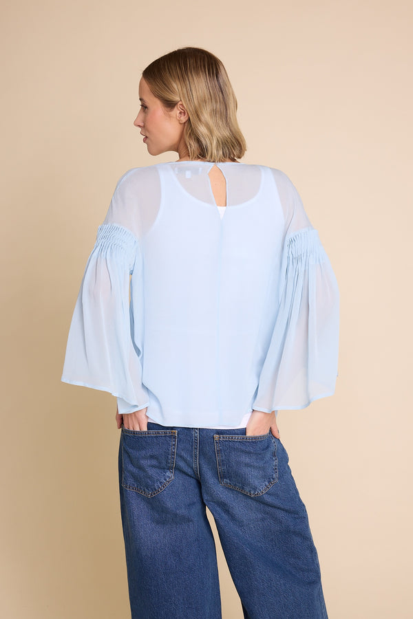 Line Of Oslo Sienna Solid Top Blouse Light Blue 003